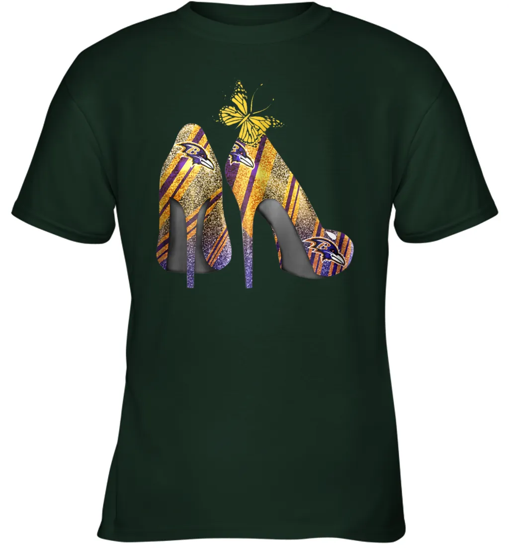 NFL Baltimore Ravens Steelers Rhinestone High Heels Youth T-Shirt