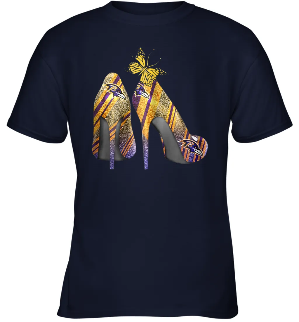 NFL Baltimore Ravens Steelers Rhinestone High Heels Youth T-Shirt