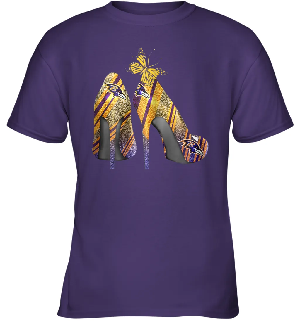 NFL Baltimore Ravens Steelers Rhinestone High Heels Youth T-Shirt