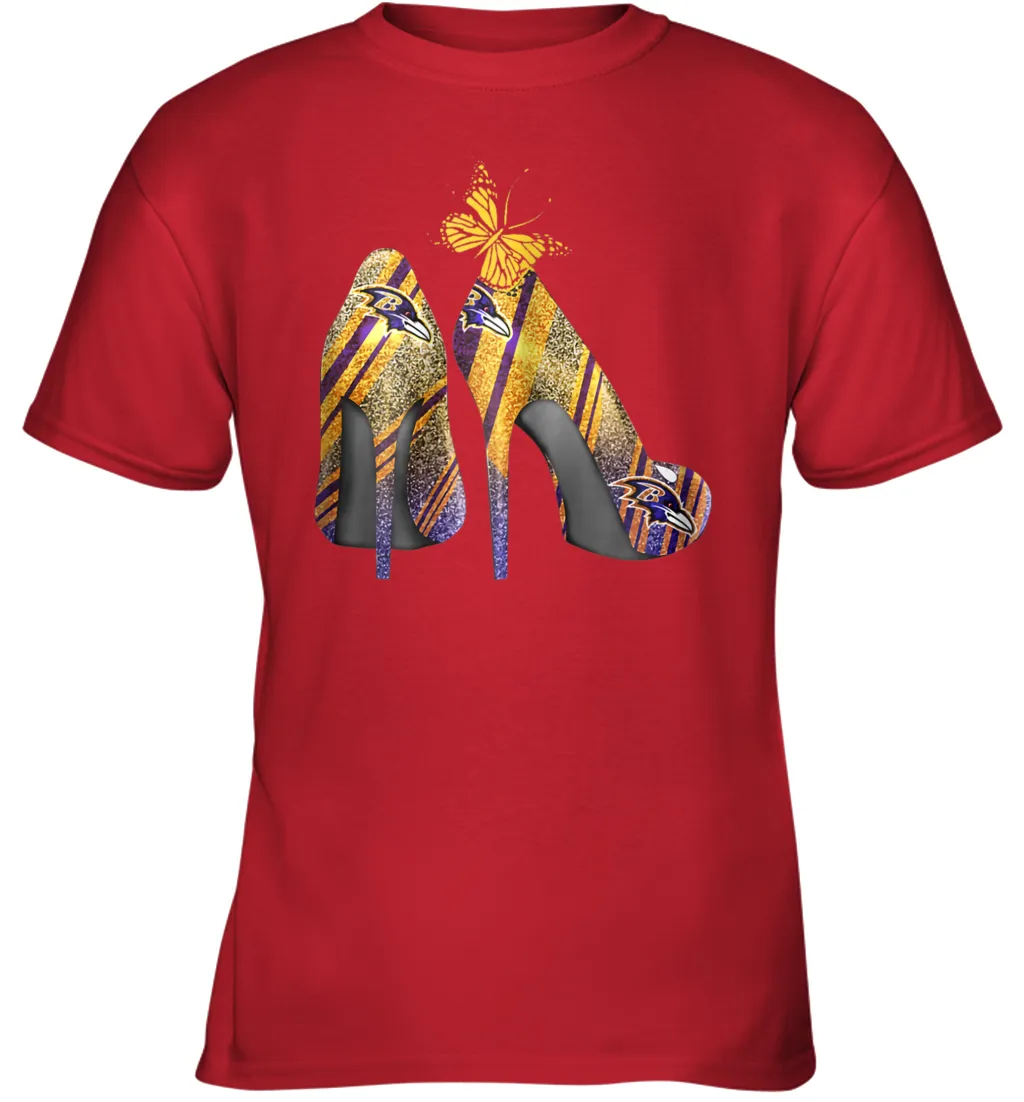 NFL Baltimore Ravens Steelers Rhinestone High Heels Youth T-Shirt