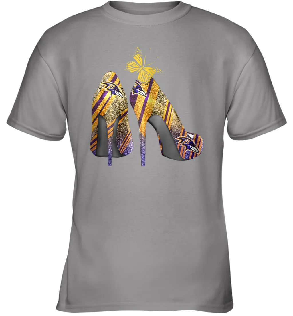 NFL Baltimore Ravens Steelers Rhinestone High Heels Youth T-Shirt