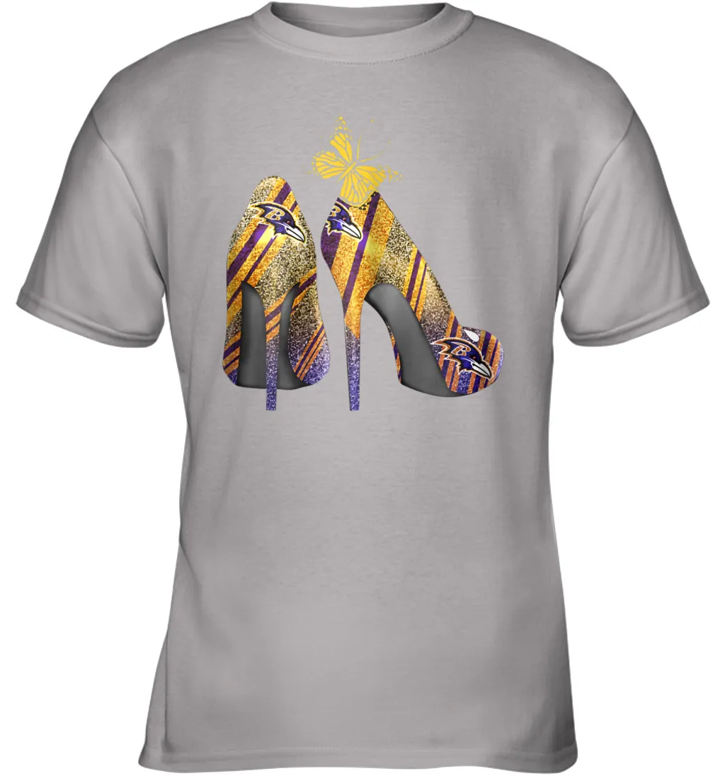 NFL Baltimore Ravens Steelers Rhinestone High Heels Youth T-Shirt