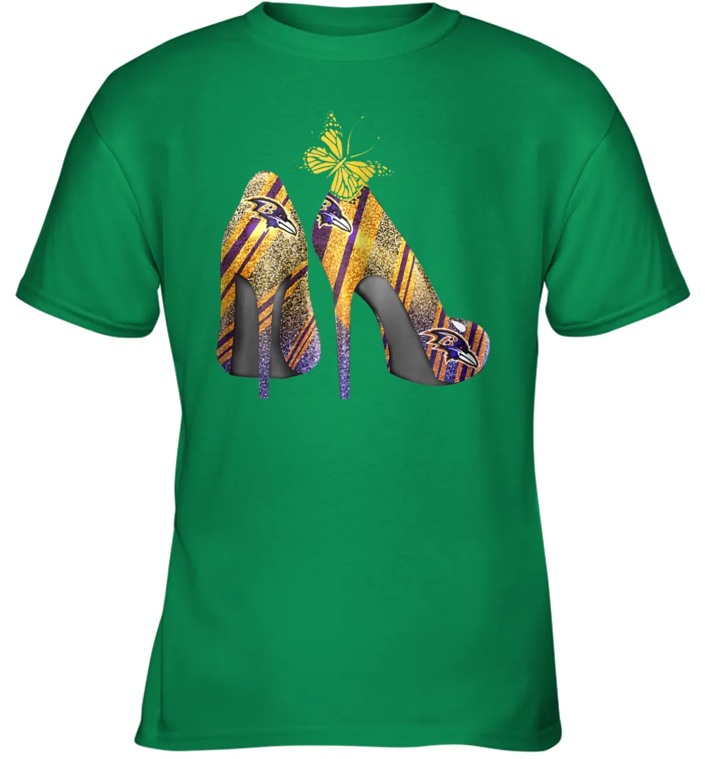 NFL Baltimore Ravens Steelers Rhinestone High Heels Youth T-Shirt