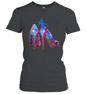 NFL Buffalo Bill Rhinestone High Heels Butterfly Rhinestone Tide Women's T-Shirt