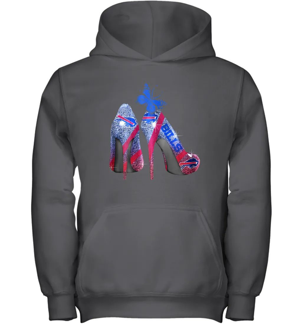 NFL Buffalo Bill Rhinestone High Heels Butterfly Rhinestone Tide Youth Hoodie
