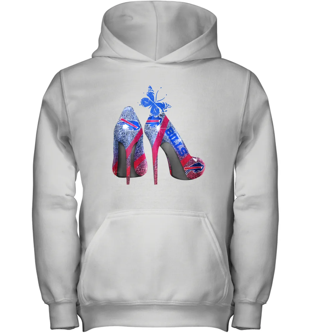 NFL Buffalo Bill Rhinestone High Heels Butterfly Rhinestone Tide Youth Hoodie