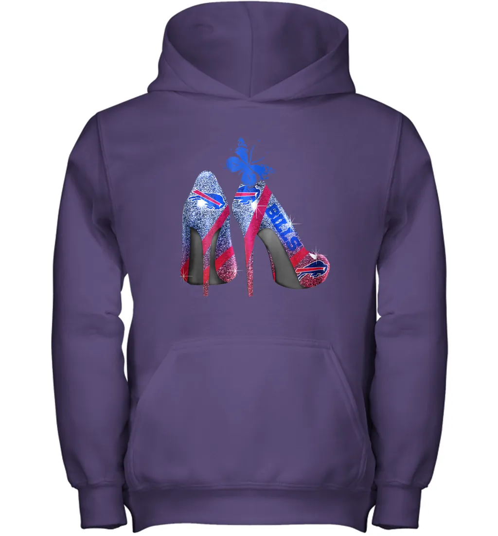 NFL Buffalo Bill Rhinestone High Heels Butterfly Rhinestone Tide Youth Hoodie
