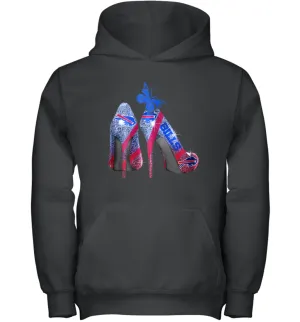 NFL Buffalo Bill Rhinestone High Heels Butterfly Rhinestone Tide Youth Hoodie