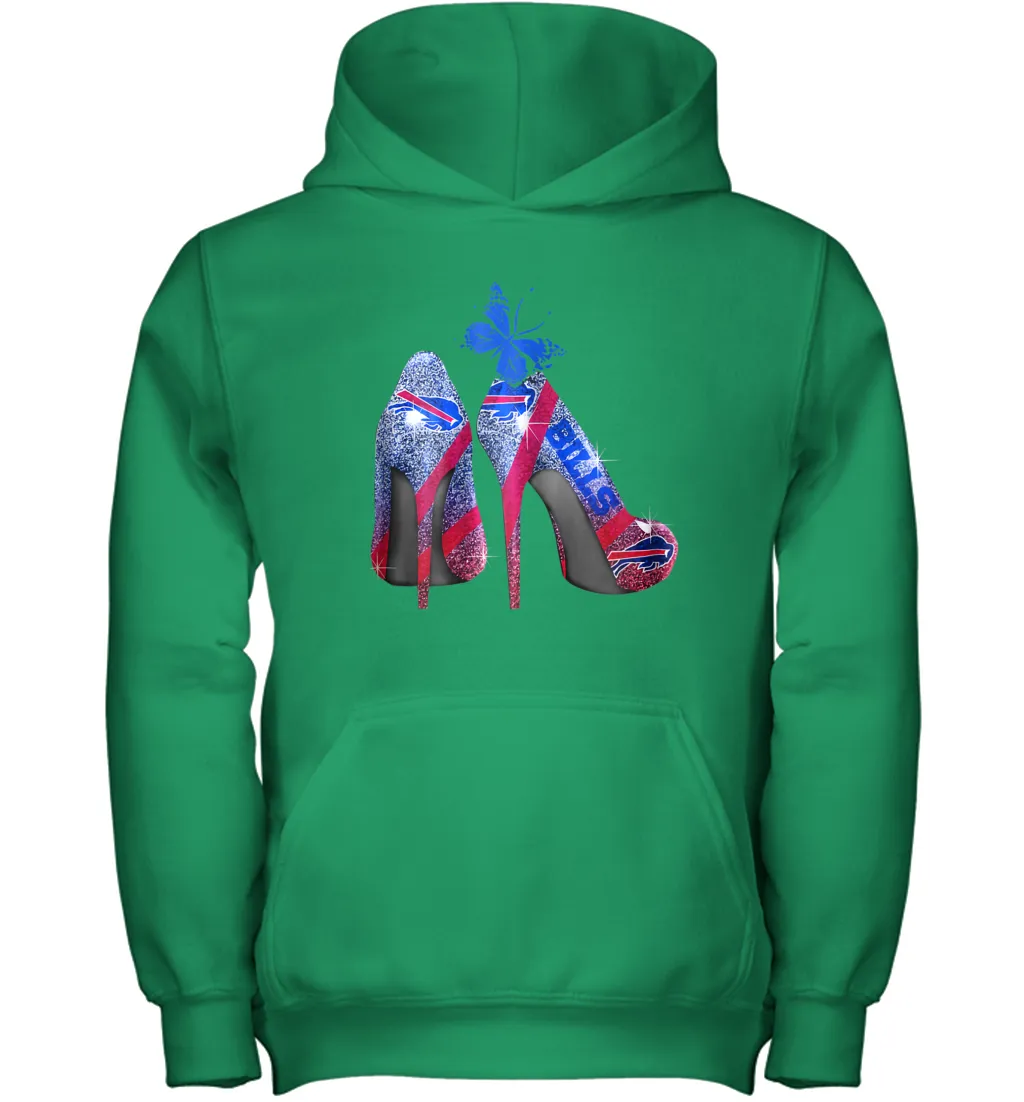 NFL Buffalo Bill Rhinestone High Heels Butterfly Rhinestone Tide Youth Hoodie