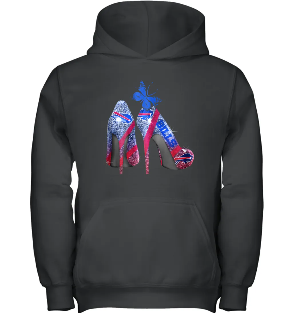 NFL Buffalo Bill Rhinestone High Heels Butterfly Rhinestone Tide Youth Hoodie