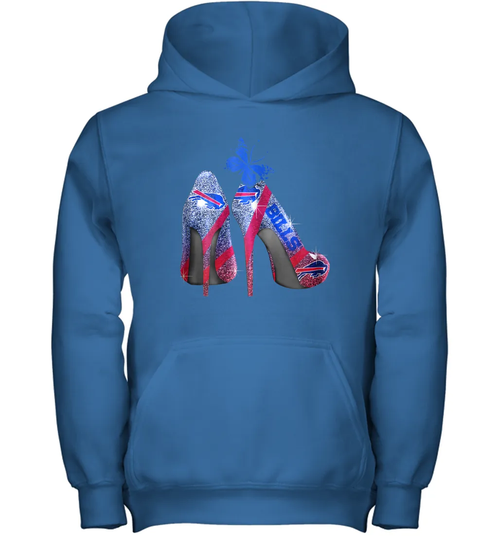 NFL Buffalo Bill Rhinestone High Heels Butterfly Rhinestone Tide Youth Hoodie