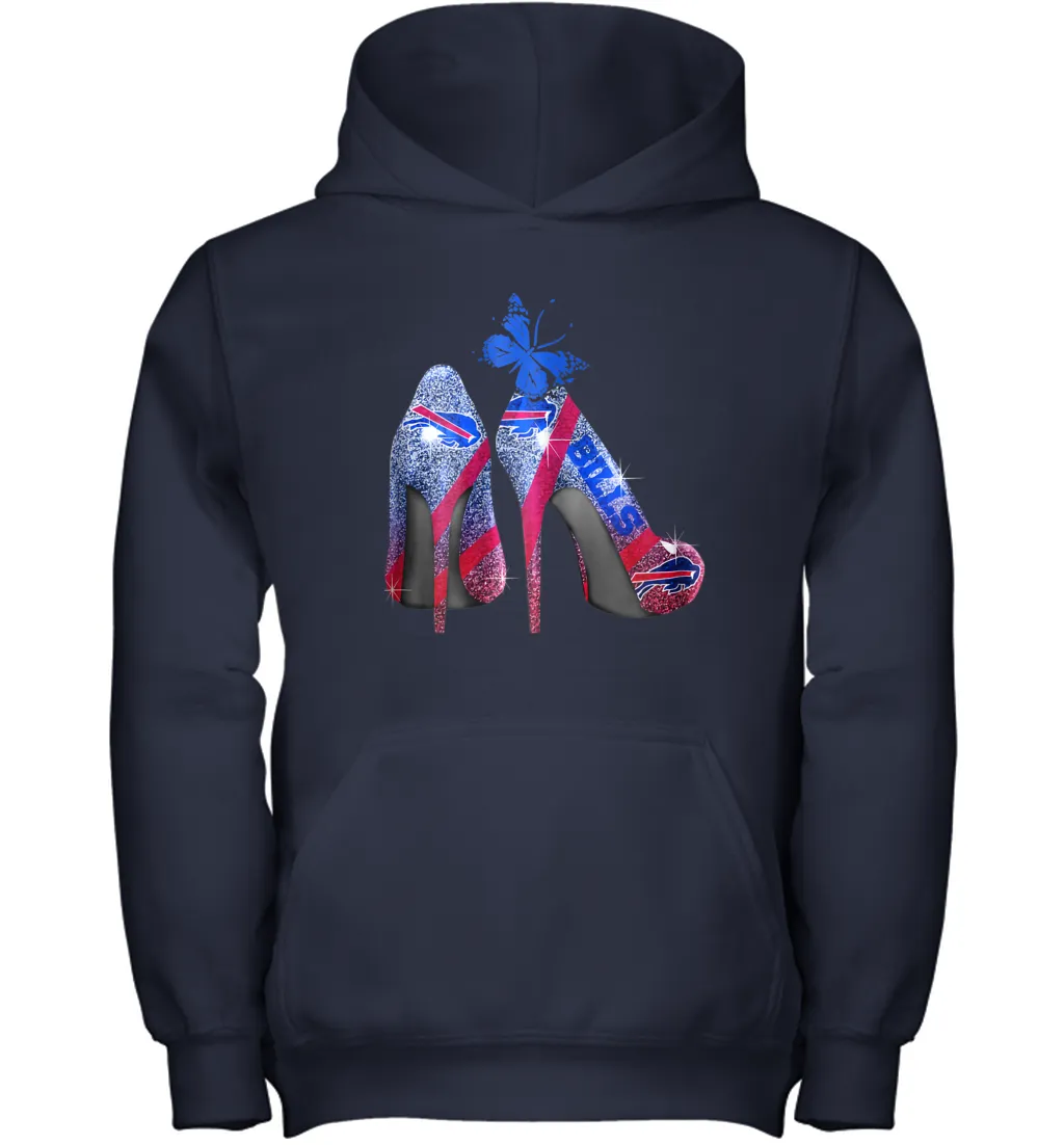 NFL Buffalo Bill Rhinestone High Heels Butterfly Rhinestone Tide Youth Hoodie