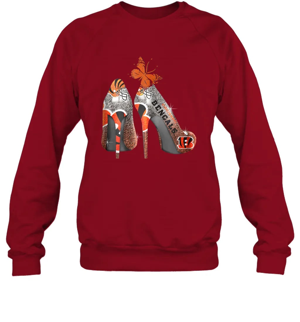 NFL Cincinnati Bengals Rhinestone High Heels Crewneck Sweatshirt