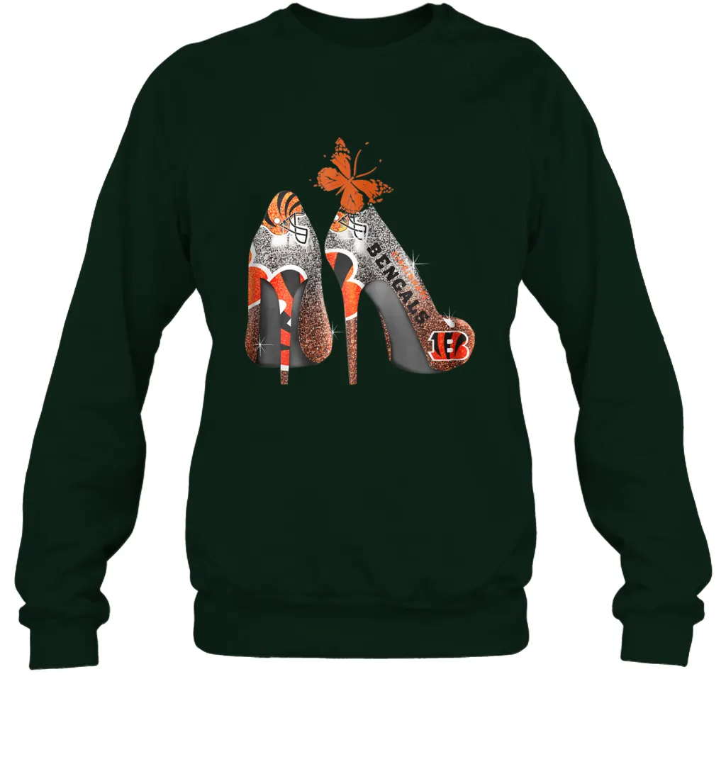 NFL Cincinnati Bengals Rhinestone High Heels Crewneck Sweatshirt