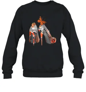 NFL Cincinnati Bengals Rhinestone High Heels Crewneck Sweatshirt