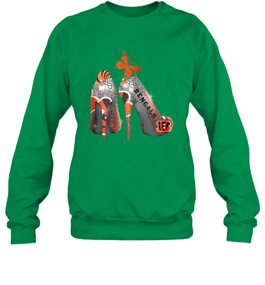 NFL Cincinnati Bengals Rhinestone High Heels Crewneck Sweatshirt