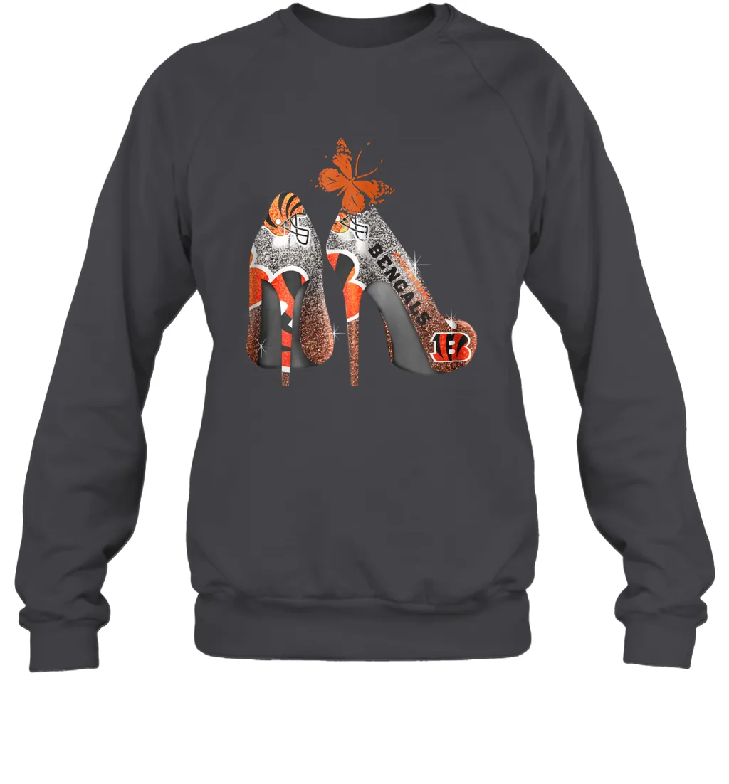 NFL Cincinnati Bengals Rhinestone High Heels Crewneck Sweatshirt