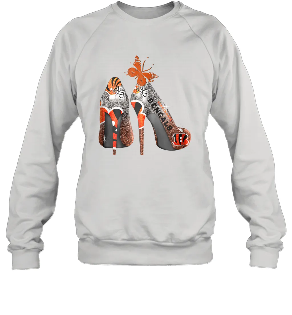 NFL Cincinnati Bengals Rhinestone High Heels Crewneck Sweatshirt
