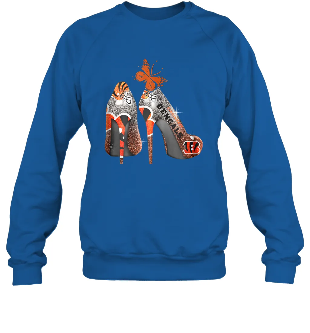 NFL Cincinnati Bengals Rhinestone High Heels Crewneck Sweatshirt
