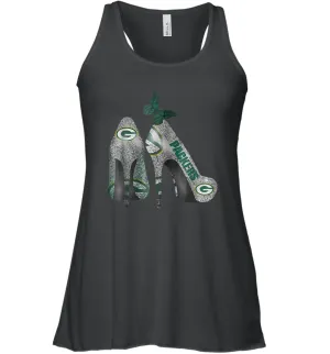 NFL Green Bay Packers Rhinestone High Heels Racerback Tank