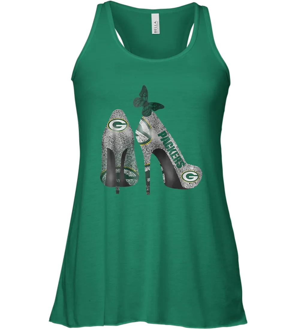 NFL Green Bay Packers Rhinestone High Heels Racerback Tank