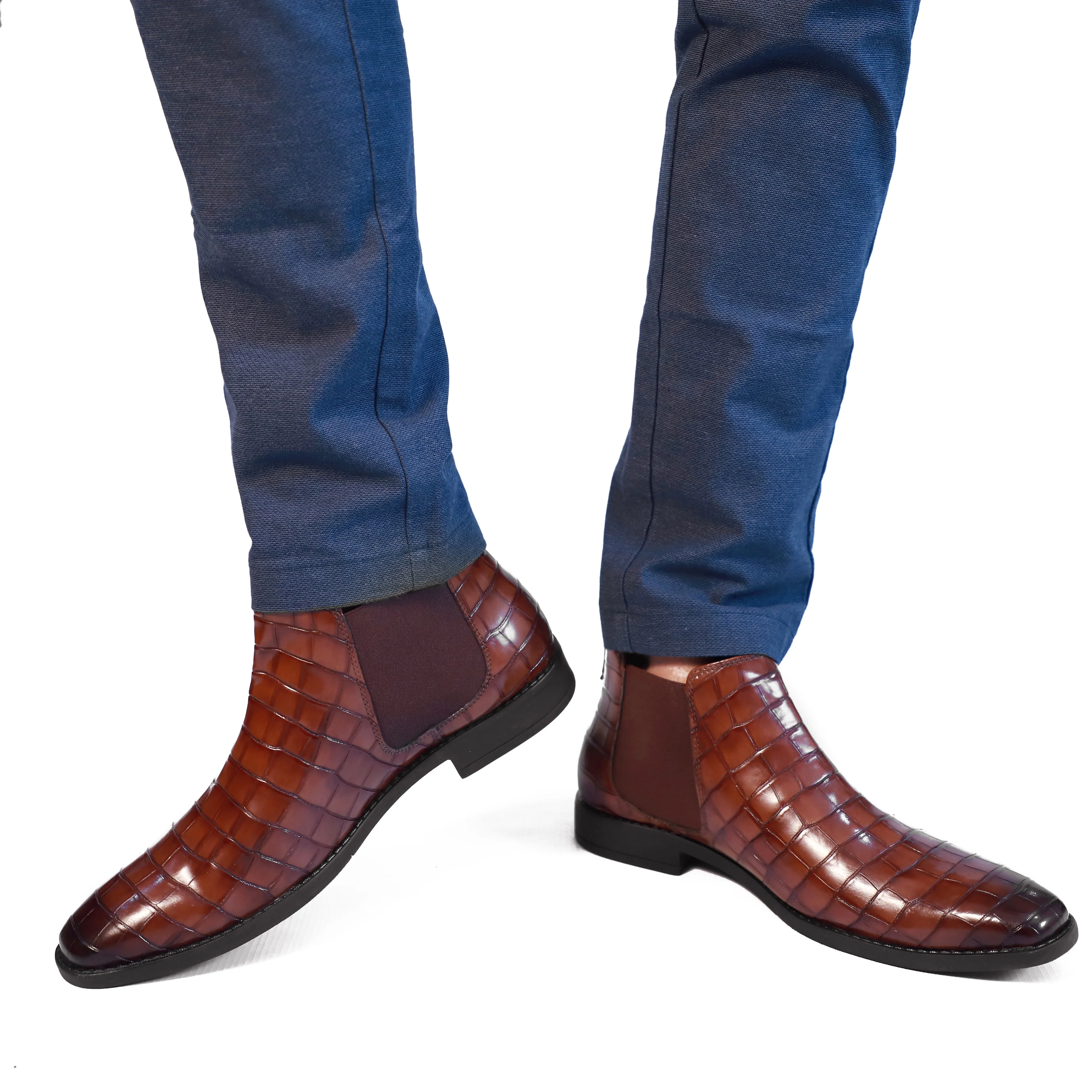 NICHE Cherry Brown Croc Chelsea Boot