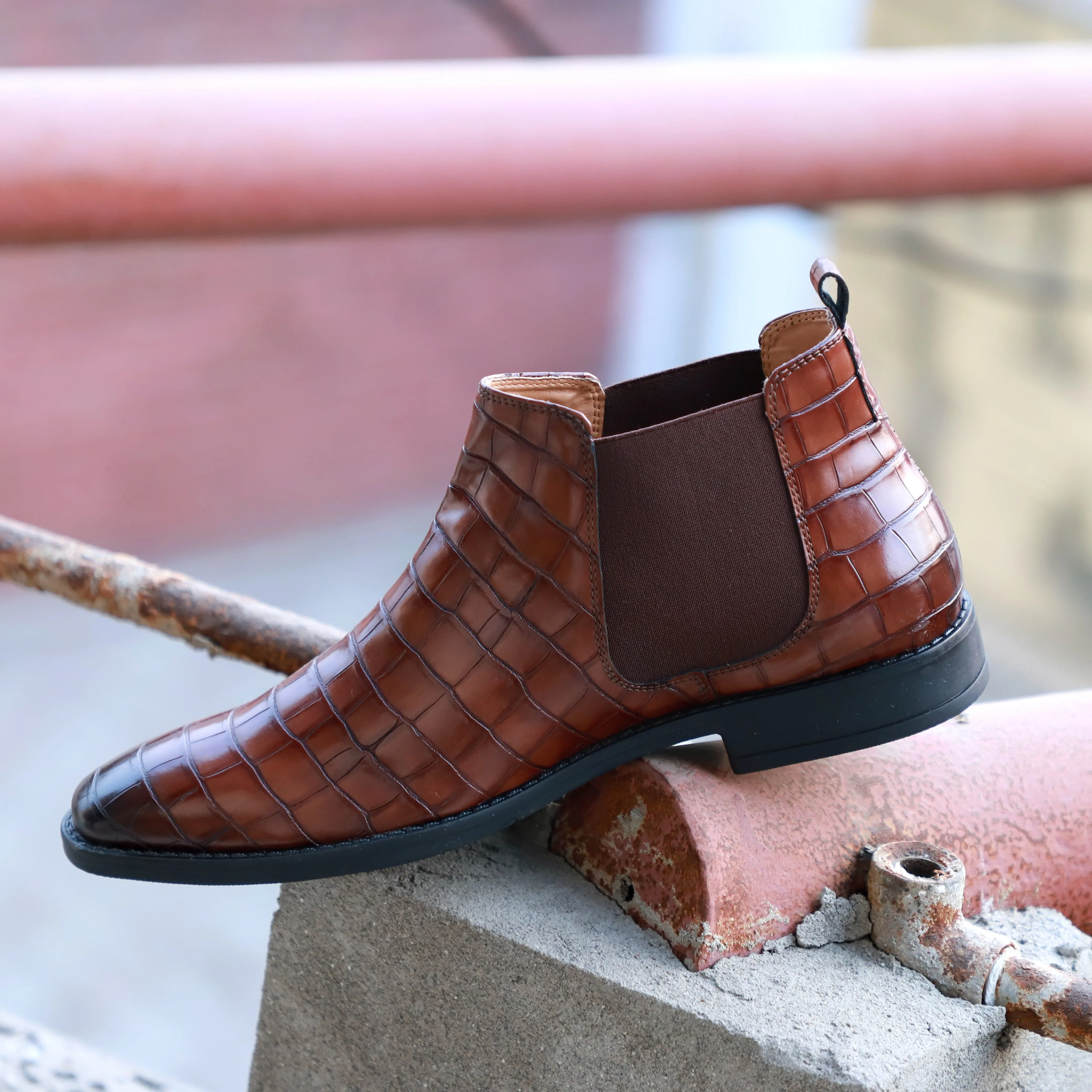 NICHE Cherry Brown Croc Chelsea Boot