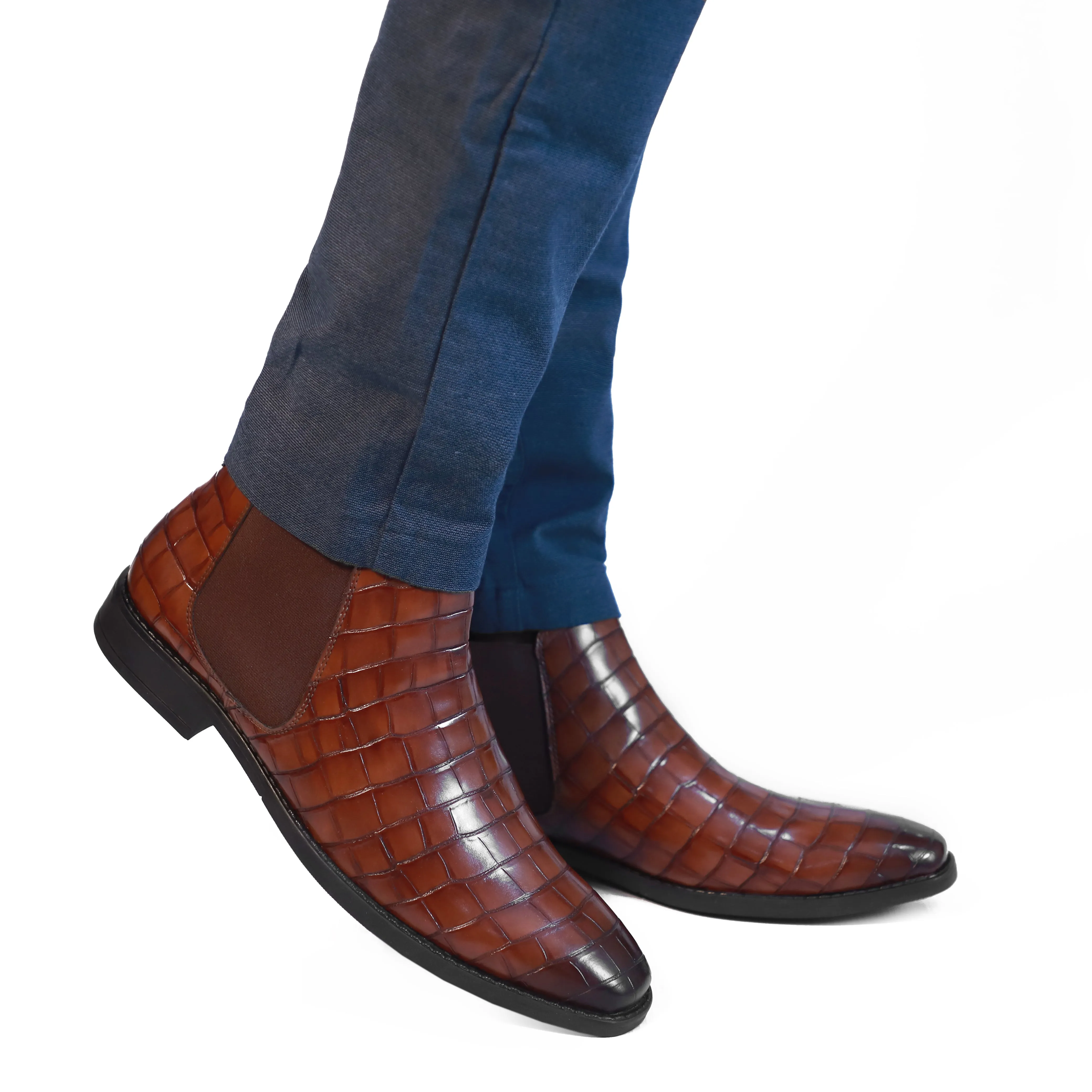 NICHE Cherry Brown Croc Chelsea Boot