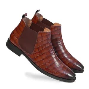 NICHE Cherry Brown Croc Chelsea Boot