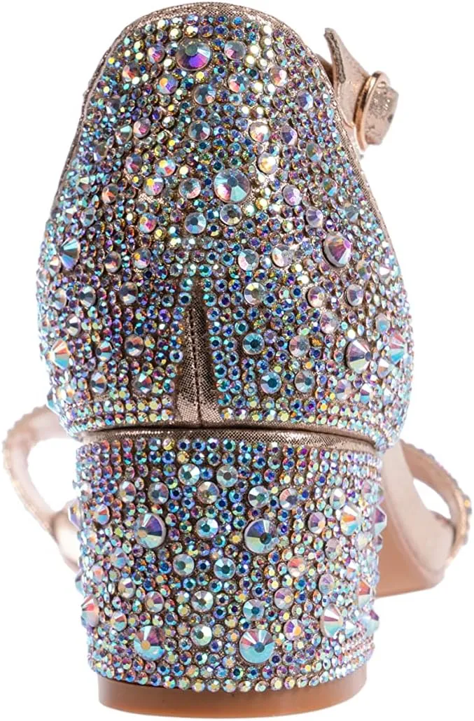 Ninety Union Lady Couture Dazzle 2 Inch Mid Block Heel Rhinestone Sandal