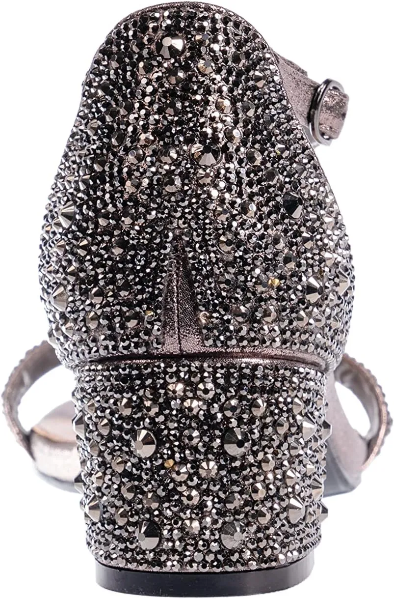 Ninety Union Lady Couture Dazzle 2 Inch Mid Block Heel Rhinestone Sandal