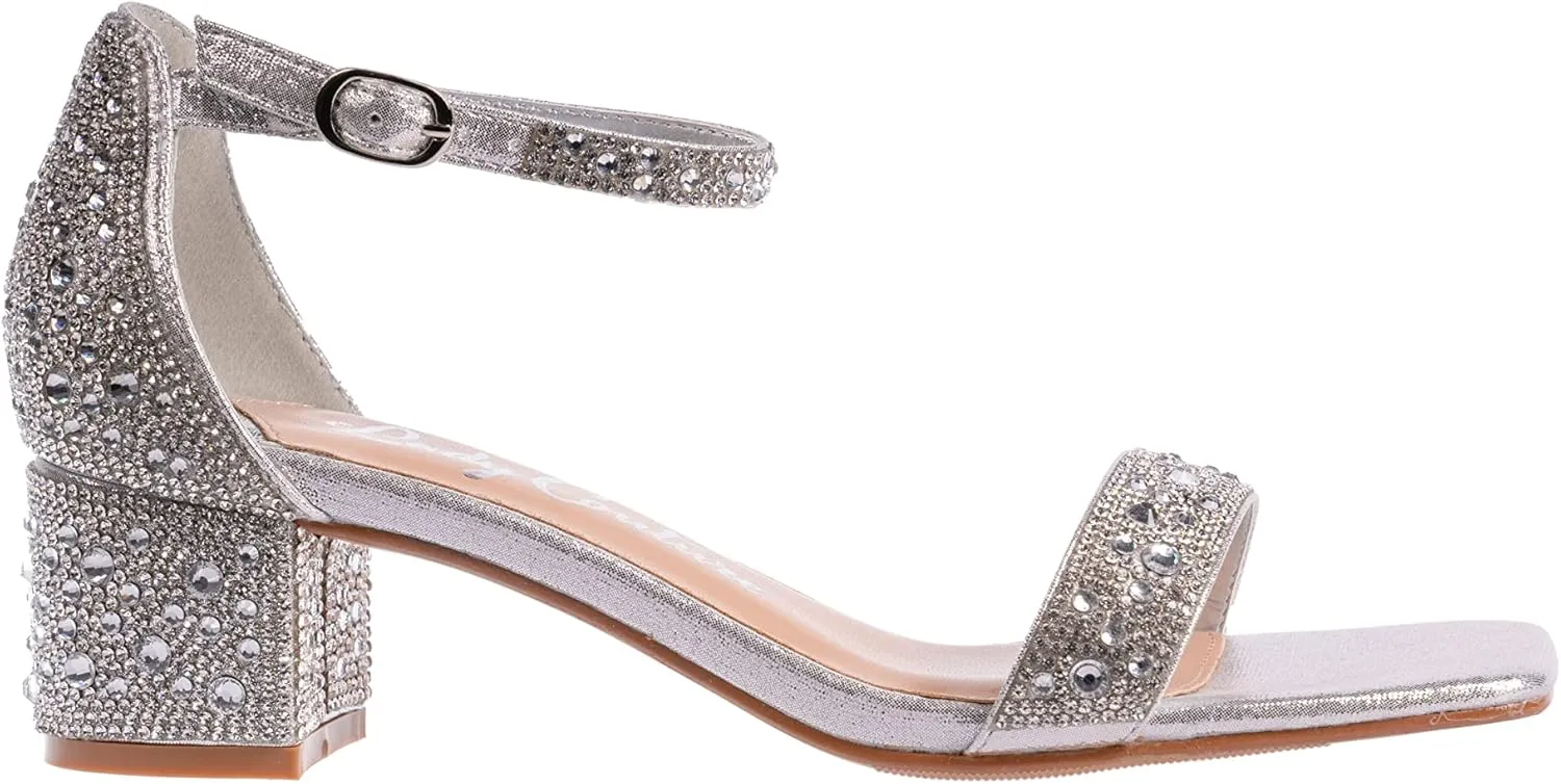 Ninety Union Lady Couture Dazzle 2 Inch Mid Block Heel Rhinestone Sandal