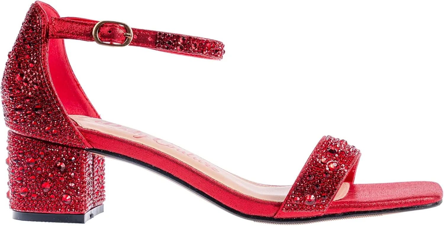 Ninety Union Lady Couture Dazzle 2 Inch Mid Block Heel Rhinestone Sandal