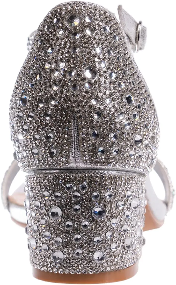 Ninety Union Lady Couture Dazzle 2 Inch Mid Block Heel Rhinestone Sandal