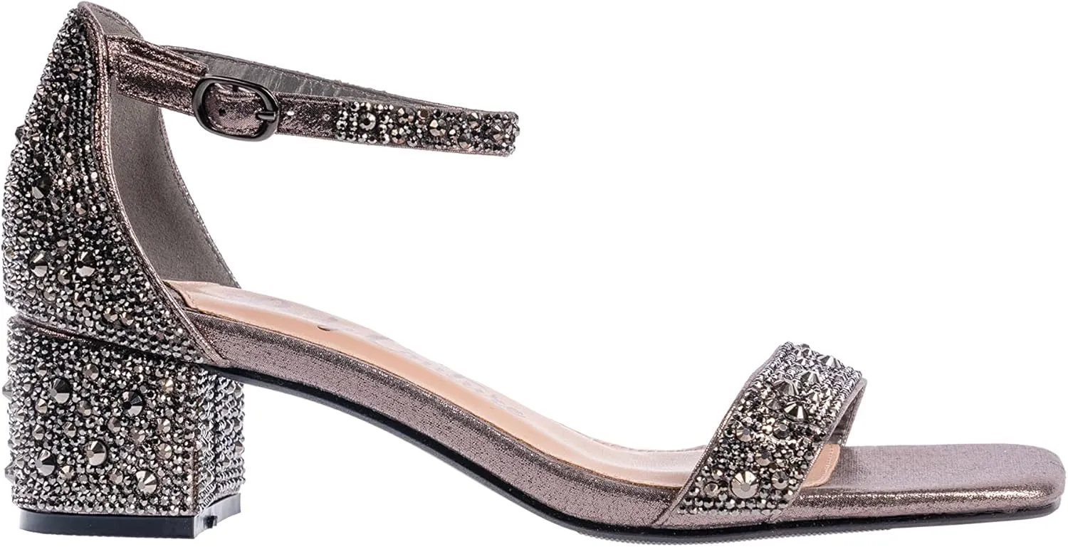 Ninety Union Lady Couture Dazzle 2 Inch Mid Block Heel Rhinestone Sandal