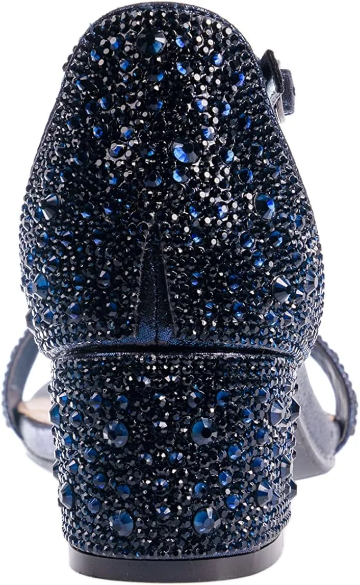 Ninety Union Lady Couture Dazzle 2 Inch Mid Block Heel Rhinestone Sandal