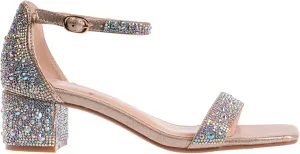 Ninety Union Lady Couture Dazzle 2 Inch Mid Block Heel Rhinestone Sandal