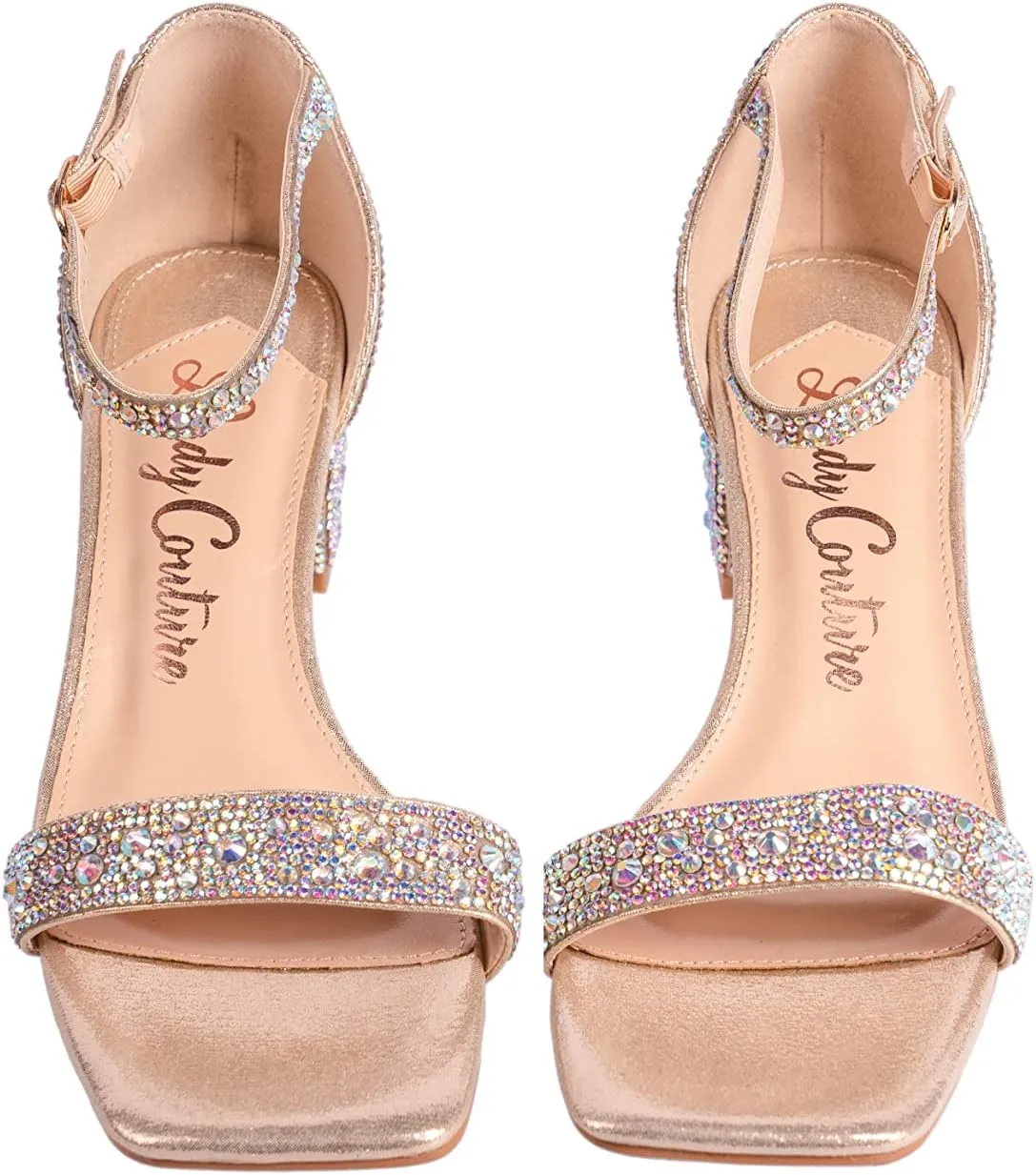 Ninety Union Lady Couture Dazzle 2 Inch Mid Block Heel Rhinestone Sandal