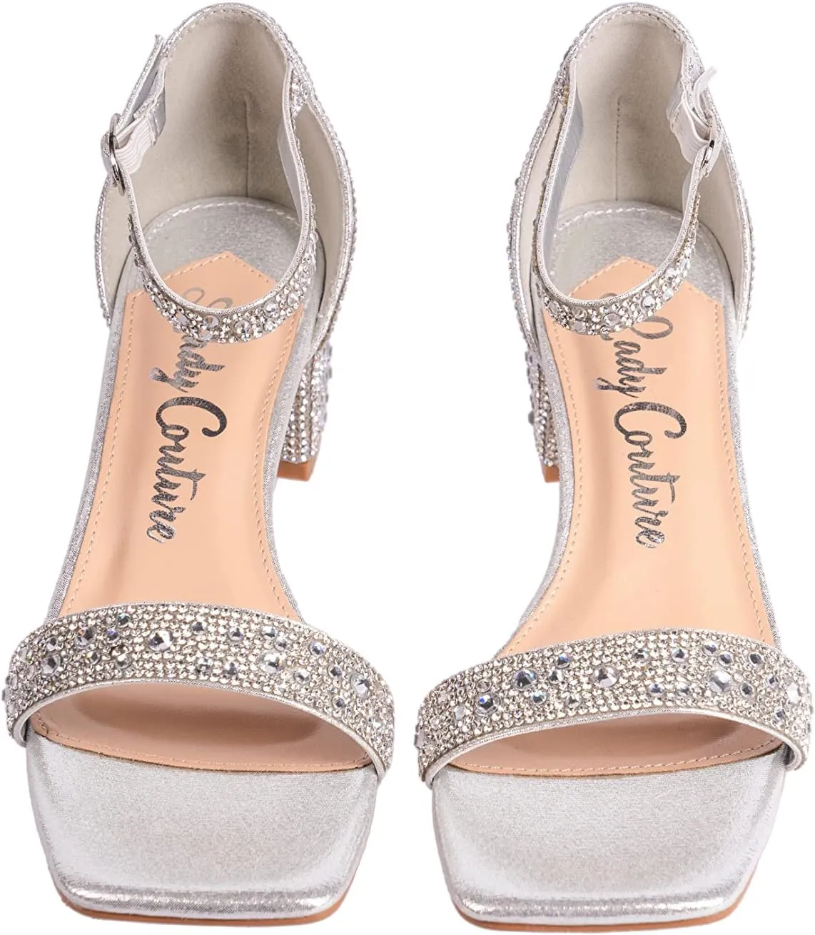 Ninety Union Lady Couture Dazzle 2 Inch Mid Block Heel Rhinestone Sandal