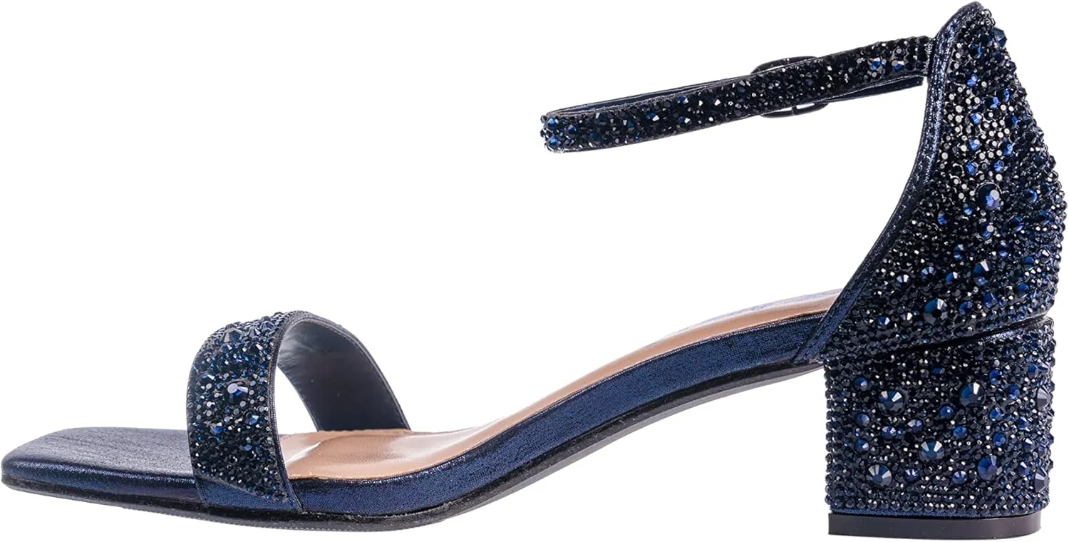 Ninety Union Lady Couture Dazzle 2 Inch Mid Block Heel Rhinestone Sandal