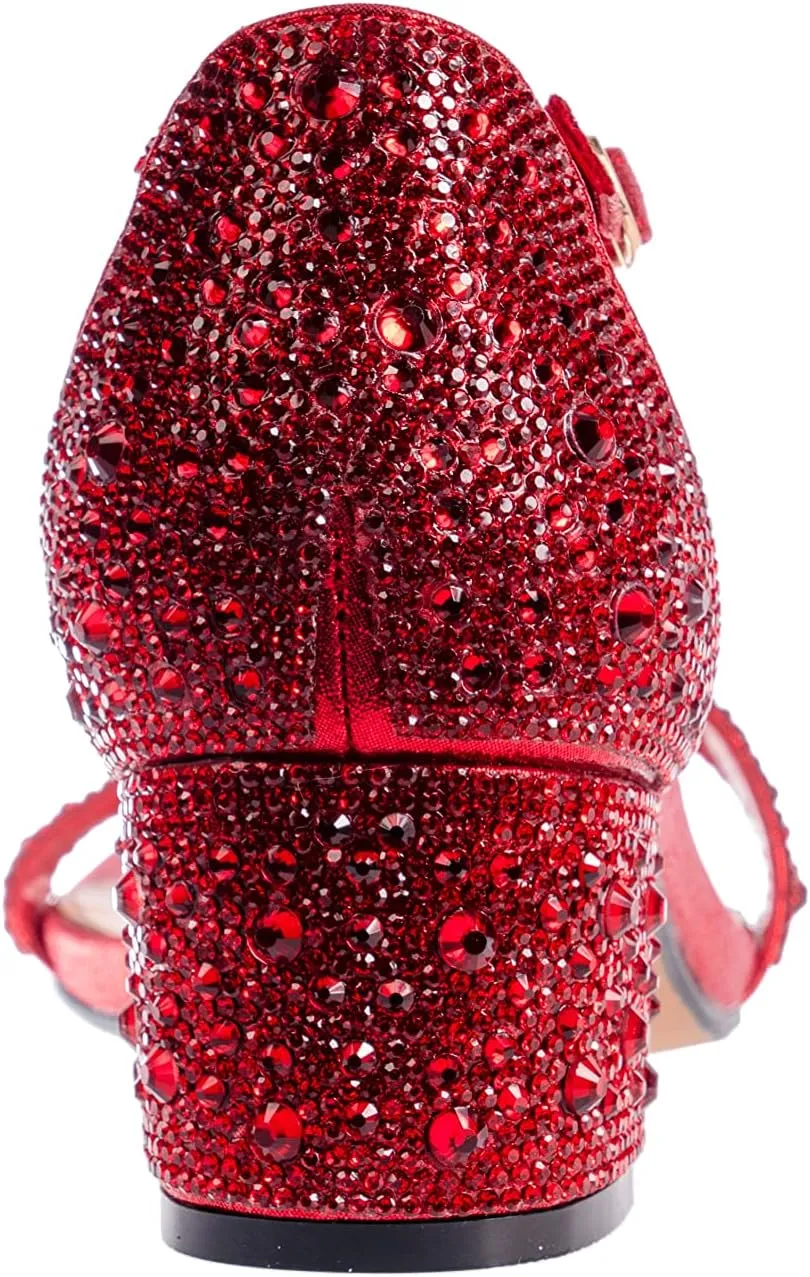 Ninety Union Lady Couture Dazzle 2 Inch Mid Block Heel Rhinestone Sandal