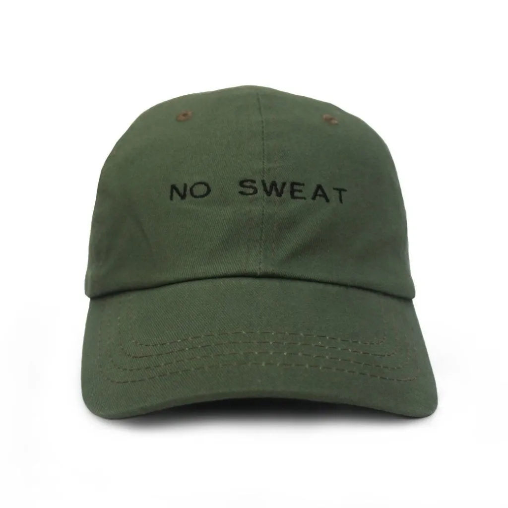 'NO SWEAT' Dad Hat (Green Olive)