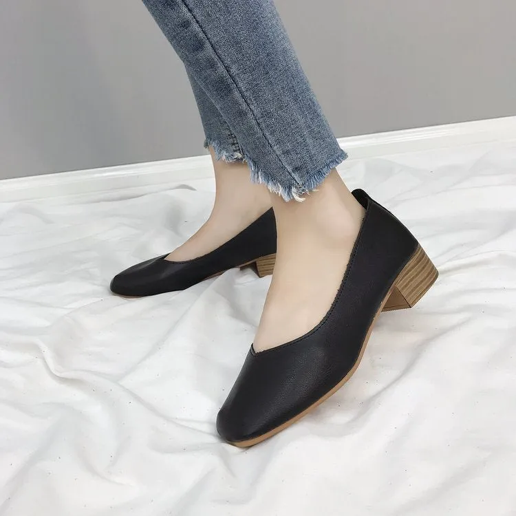 Nude Strappy Block Heels Women's Chunky Heels