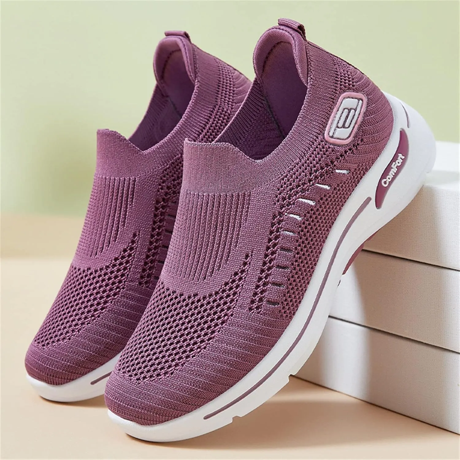Orthopedic Shoes for Women Casual Walking Slip on Flat Walking Canvas Slip On Sneakers Running Shoes Slip On Shoes