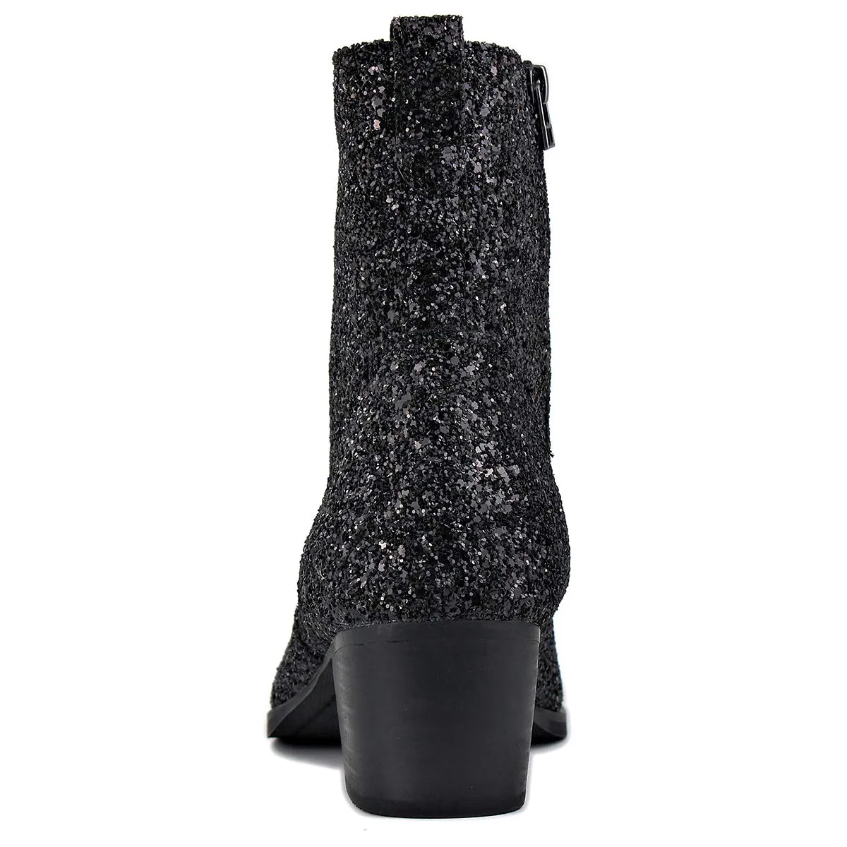 OSSTONE Dress Boot for Men Leather Glitter Chukka Designer Boots Casual Heel Shoes Zipper-up