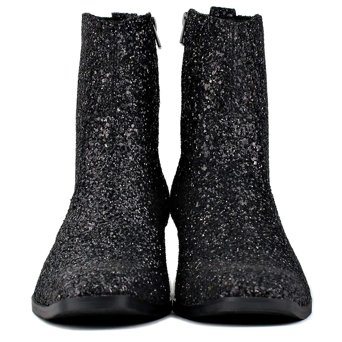 OSSTONE Dress Boot for Men Leather Glitter Chukka Designer Boots Casual Heel Shoes Zipper-up
