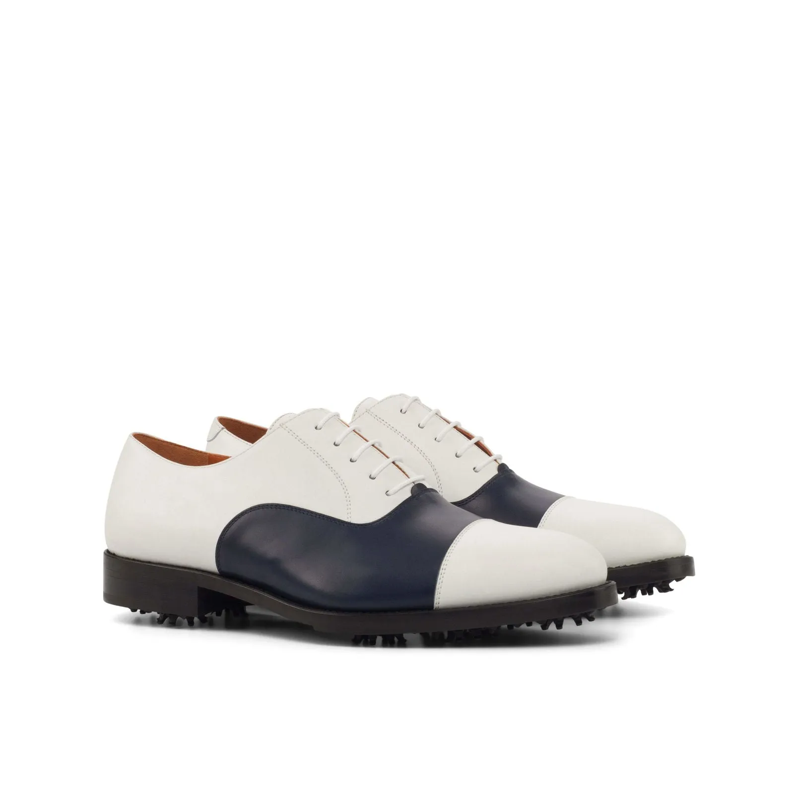 Oxford-Box Calf, White, Blue-Wholesale