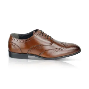 Oxford Leather Brogue Oxfords Shoe - Brown