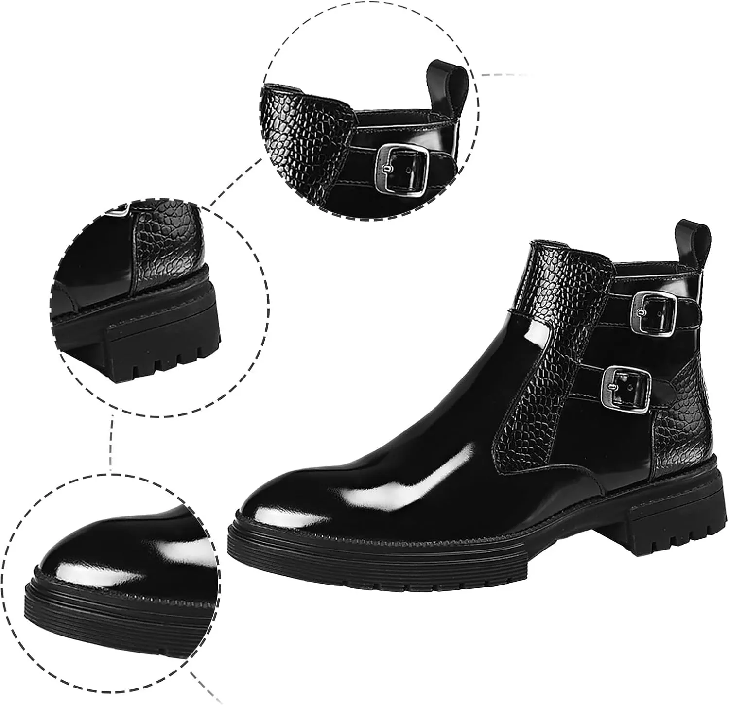 Oxfords Shoes for Men Casual Shiny Leather Boots For Men's Short Boots And High Top Leather Shoes For Foreign Trade Black Oxfords Shoes