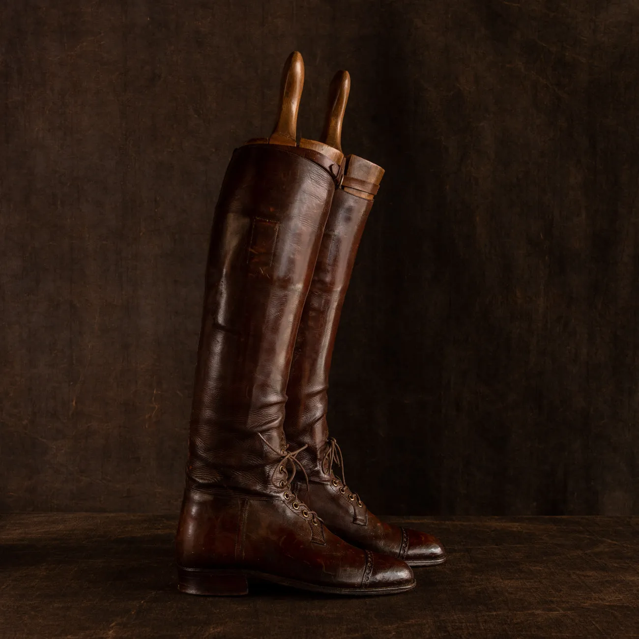 Pair of Leather Polo Boots on Original Trees